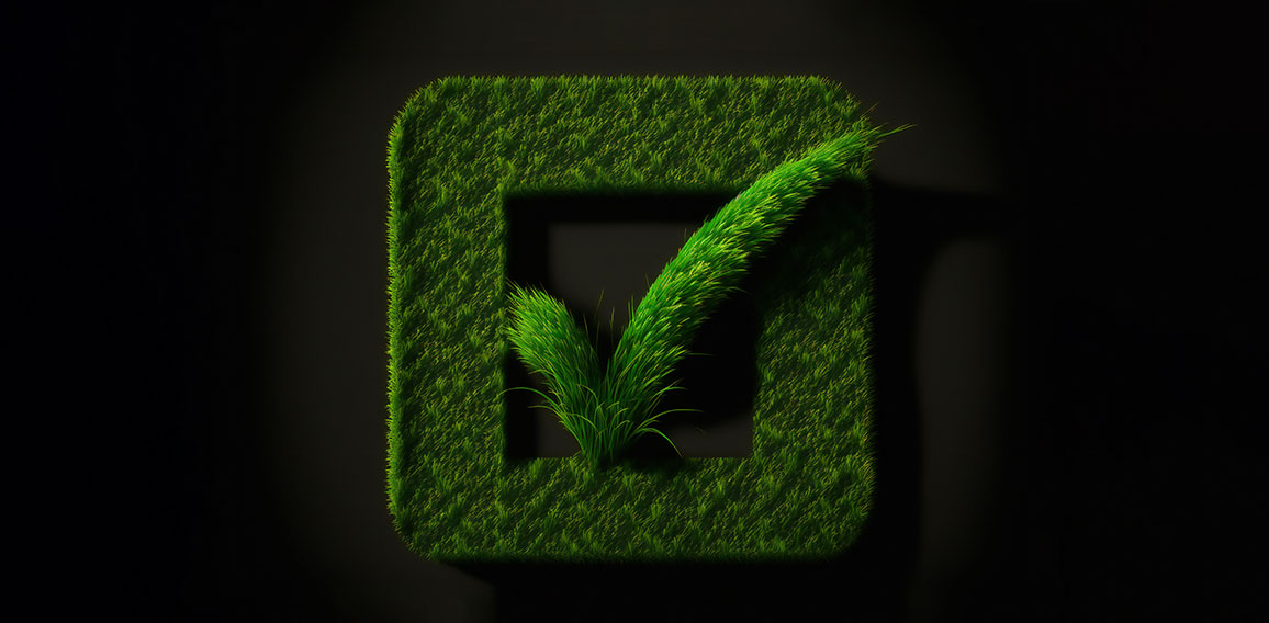 Checkmark made from grass, ai generated