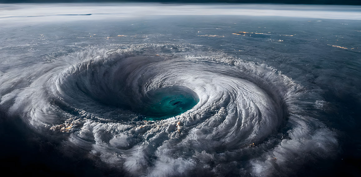 Ein Hurricane über dem Meer