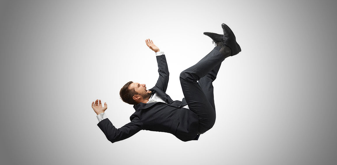 falling and screaming businessman