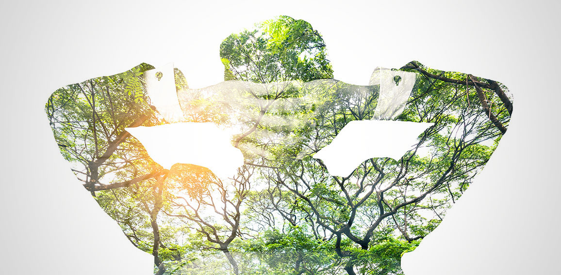 The double exposure image of the businessman relaxing on a chair