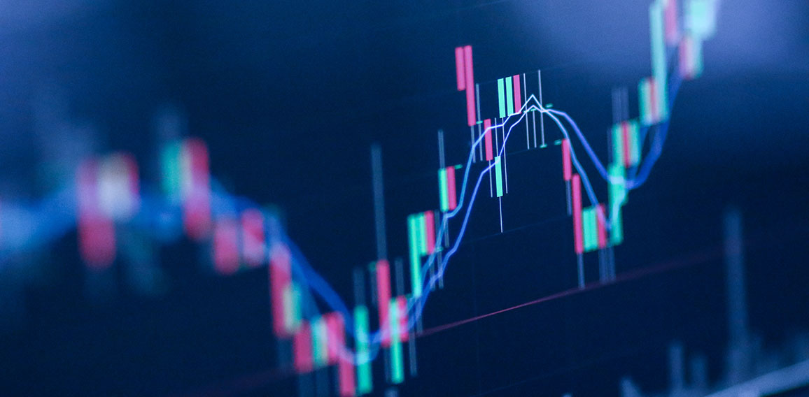 Stock exchange market chart, Stock market data on LED display. B