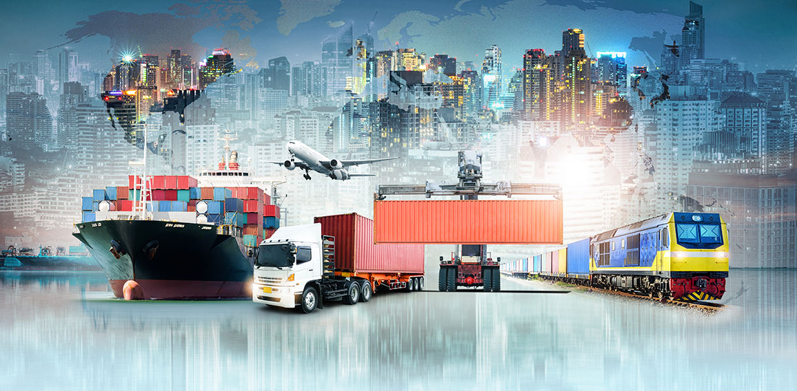 Global business logistics import export background and container