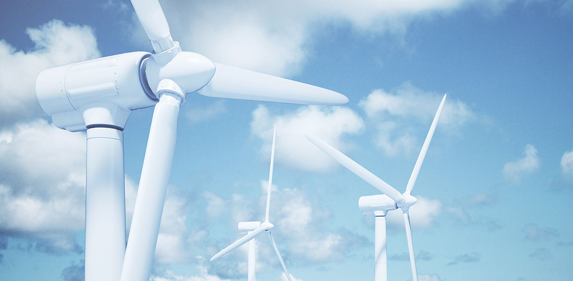 Windmills with the sky background and clouds