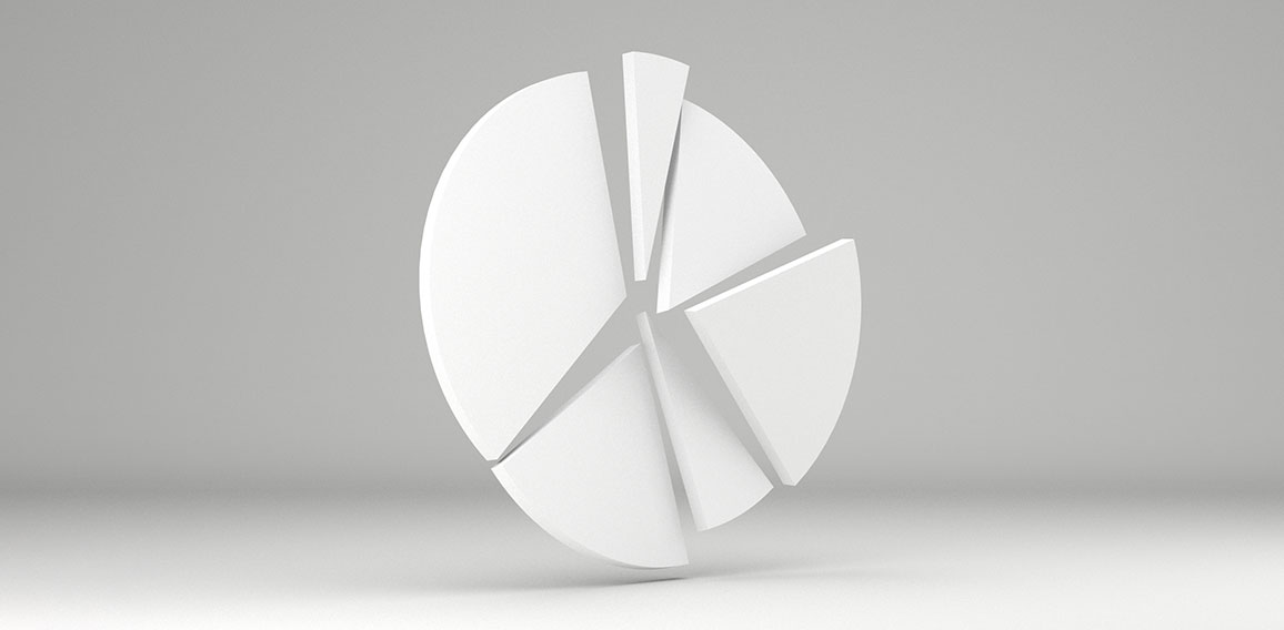 Circle diagram. Pie chart with copy space. 3d render.