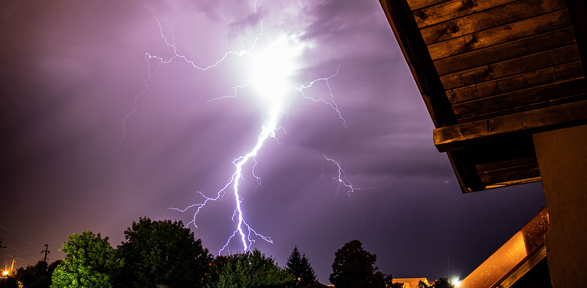 Lightning storm over a residential area