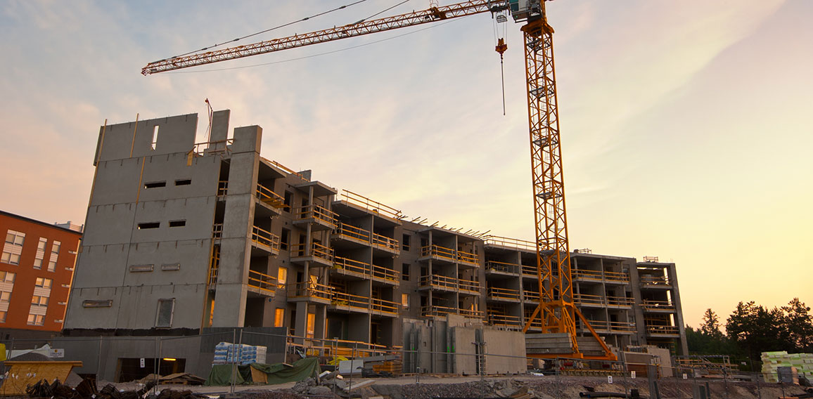 construction site in morning dawn