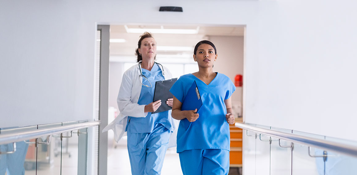 Nurse and doctor running