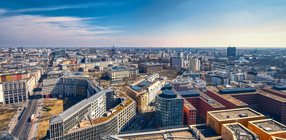 summer panorama of Berlin, seen from Potsdamer Platz