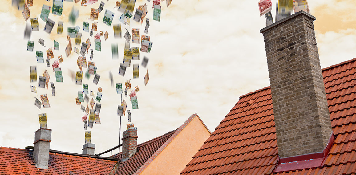 euro money flies up the chimneys