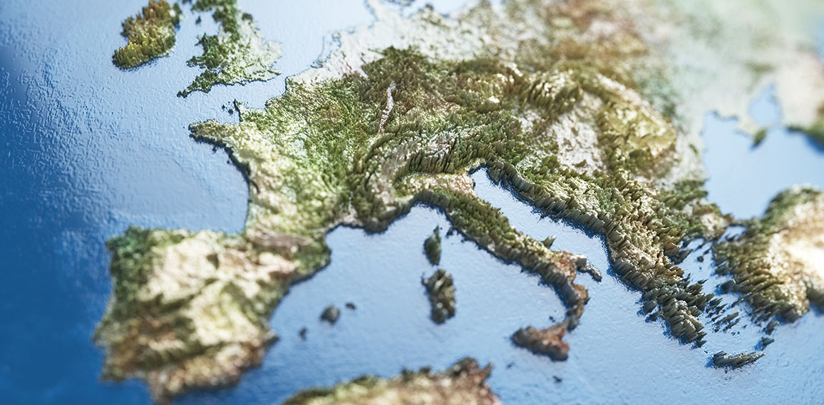 Europe map with soft focus