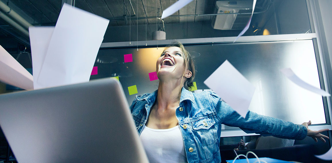 Business woman enjoy her work.