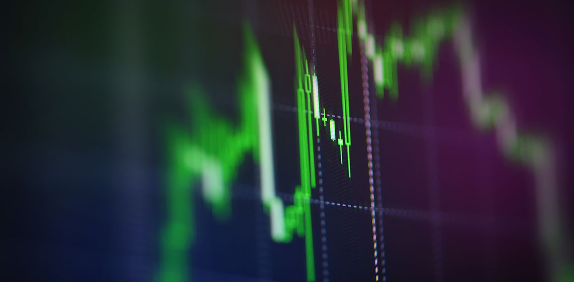 Stock market graph business / forex trading and candlestick anal