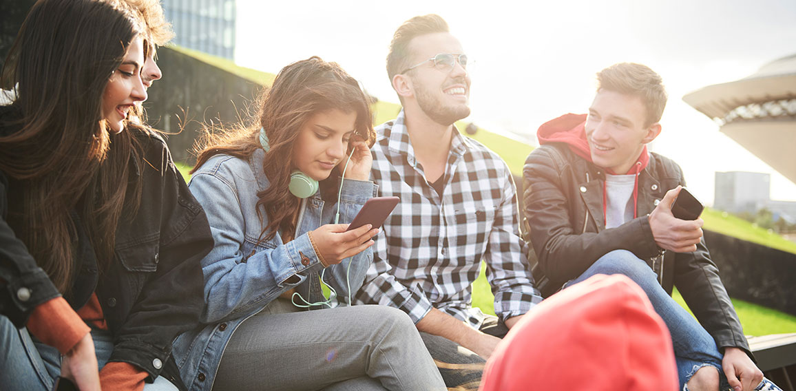 Meeting of young people in the city