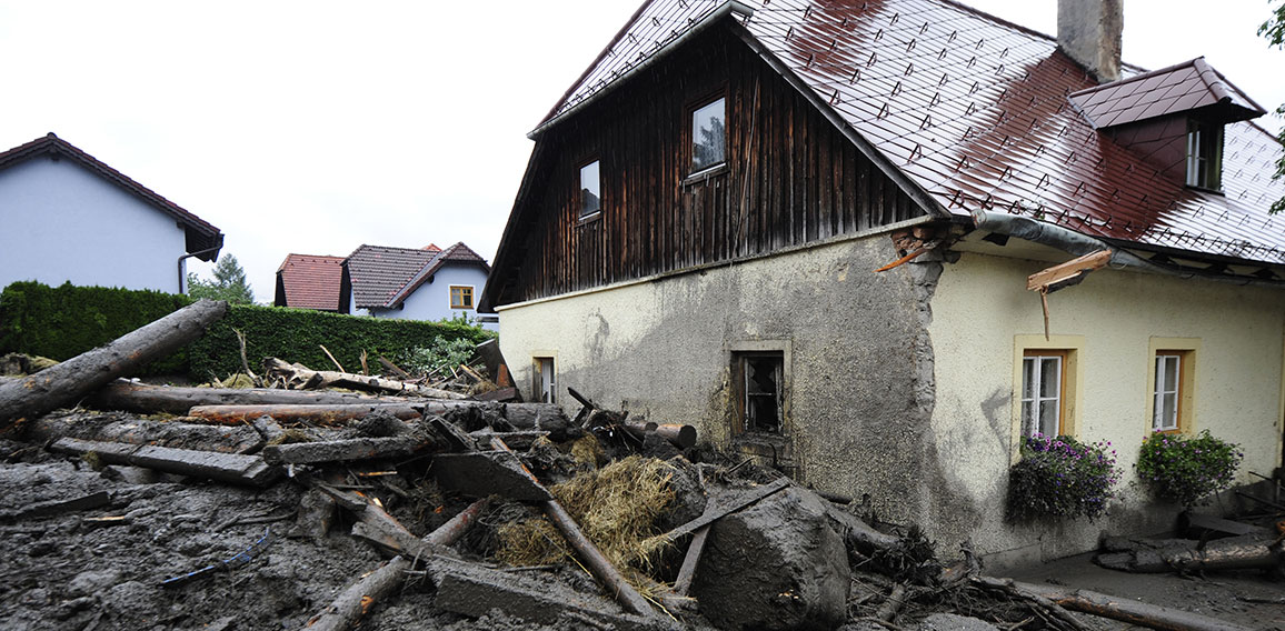 building in a flooded area