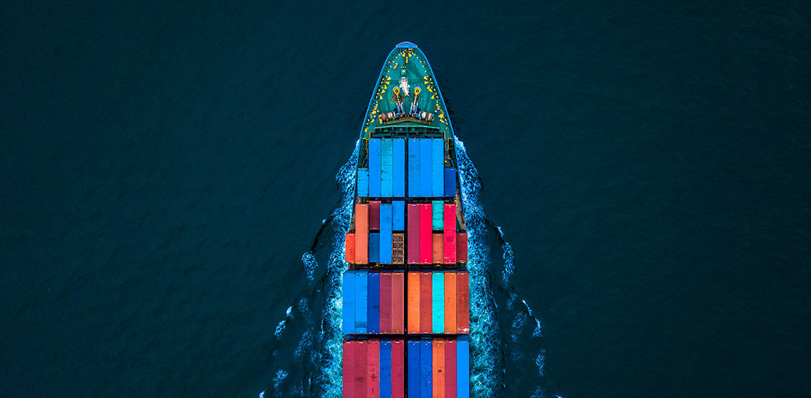 Aerial view container ship or cargo ship in import export and bu